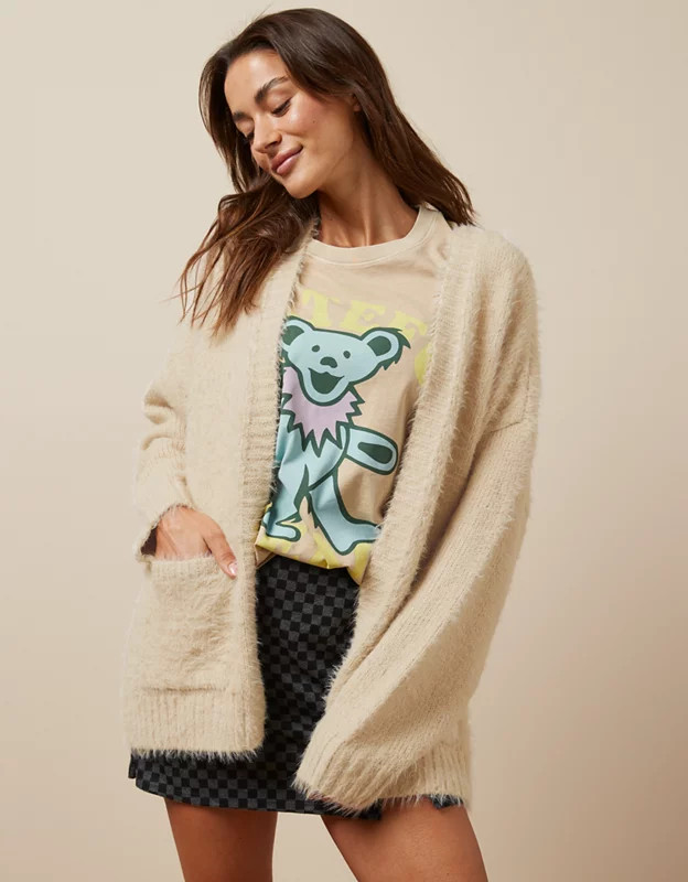 AE Whoa So Cozy Fuzzy Cardigan | American Eagle Outfitters (US & CA)