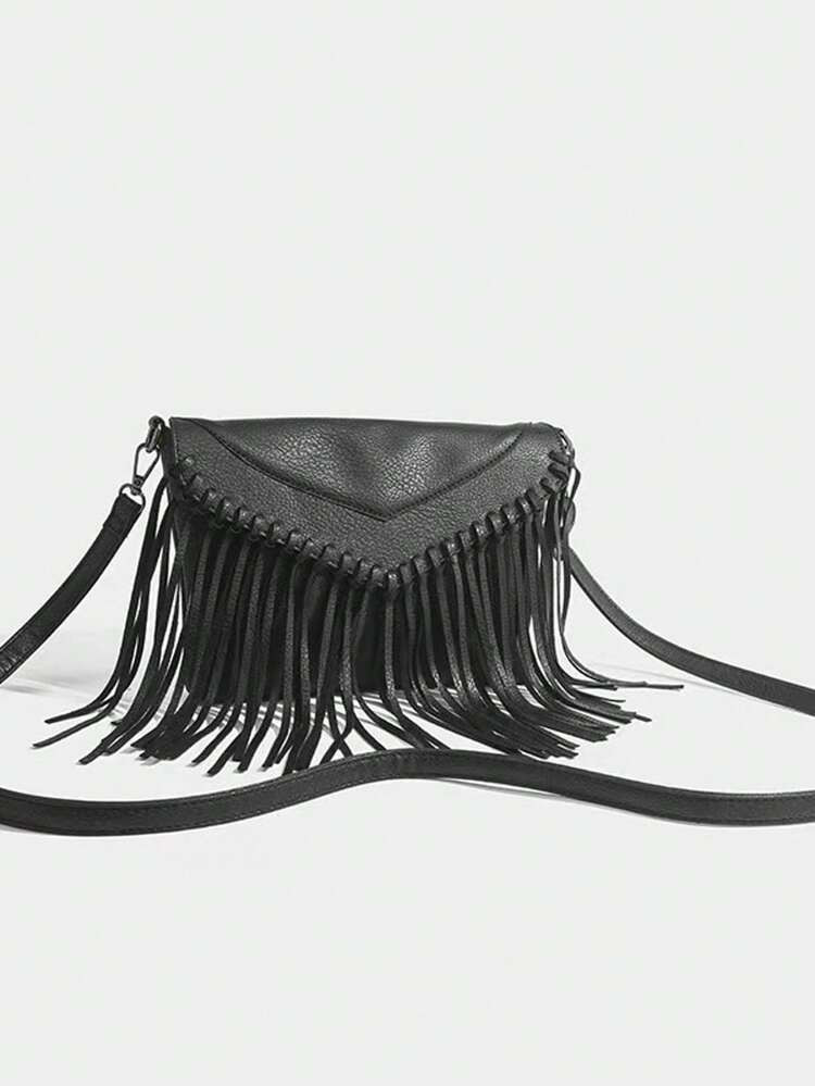 Retro Street Style Fringe Multi-Layer Crossbody Bag For Street, Party, Gathering, Y2k Bag, Gothic... | SHEIN