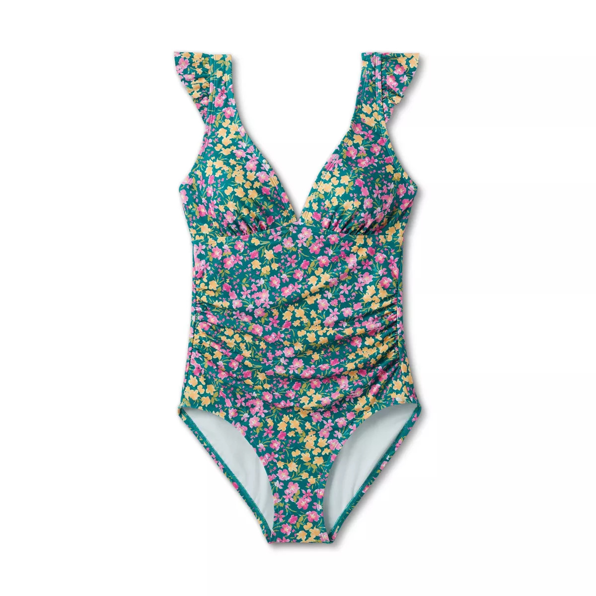 Women's Ruffle Shoulder Ruched Full Coverage One Piece Swimsuit - Kona Sol™ | Target