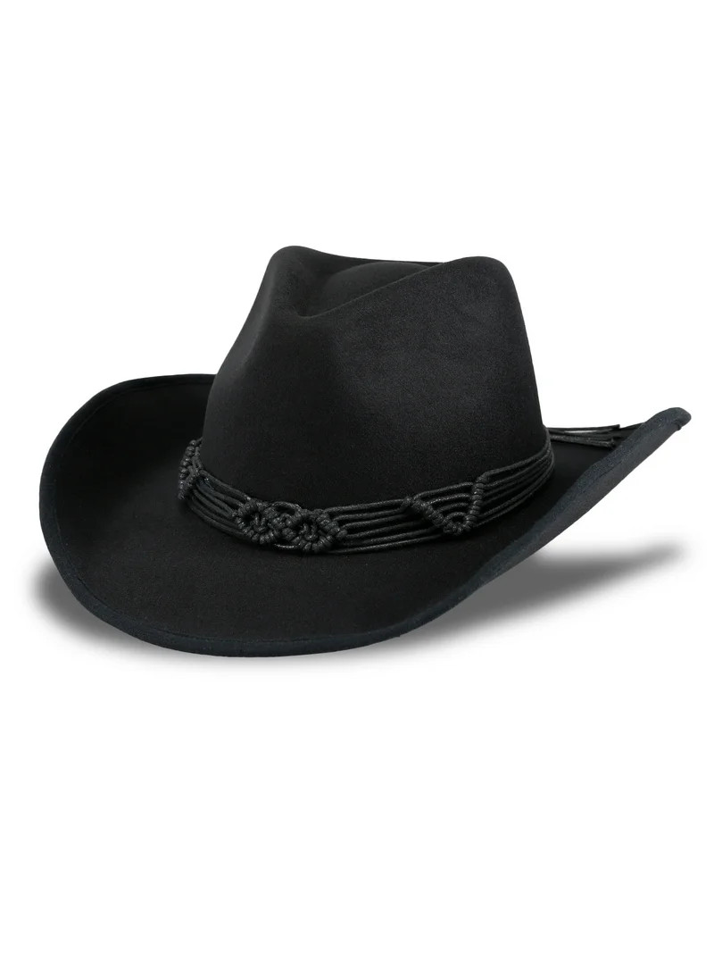 Jessica Simpson Women's Felt Macrame Trim Cowboy Hat | Walmart (US)