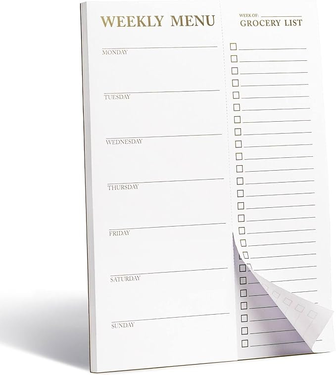 Magnetic Meal Planner Notepad & Tear Off Weekly Grocery List - 7 x 10 Inch Meal Planner Notepad f... | Amazon (US)