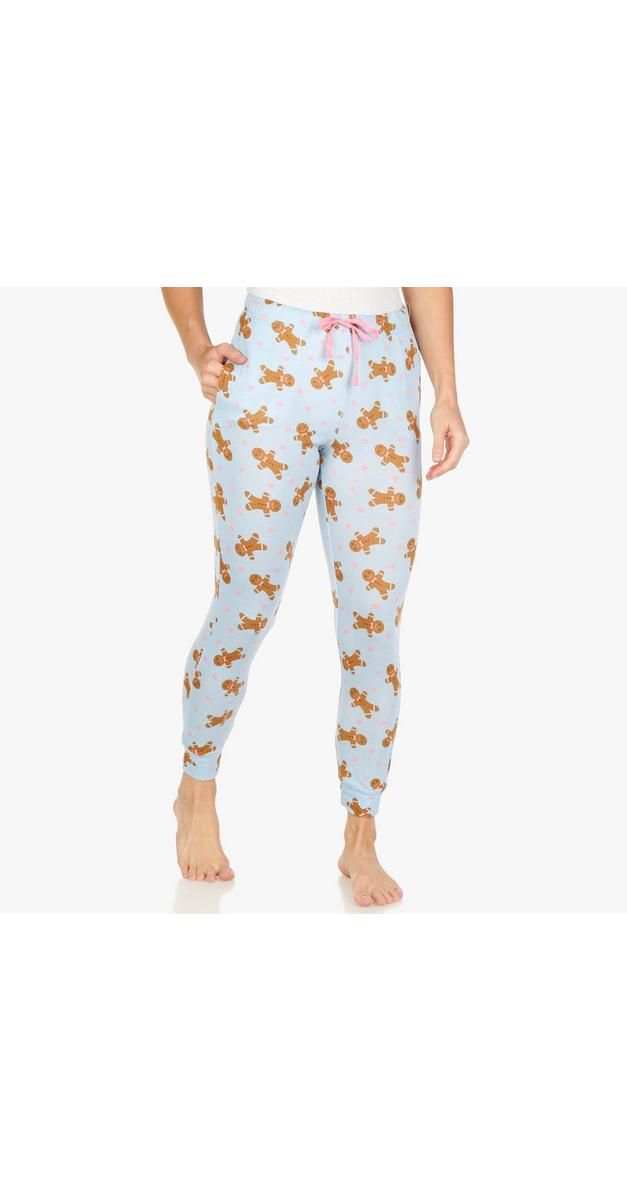 Women's Gingerbread Man Knit Jogger Pajama Pants - Blue-Blue-0734106414145   | Burkes Outlet | bealls