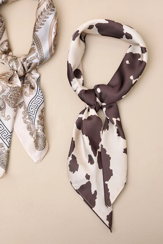 Shaley Multi Paisley and Cow Print Satin Scarf Set | Lulus