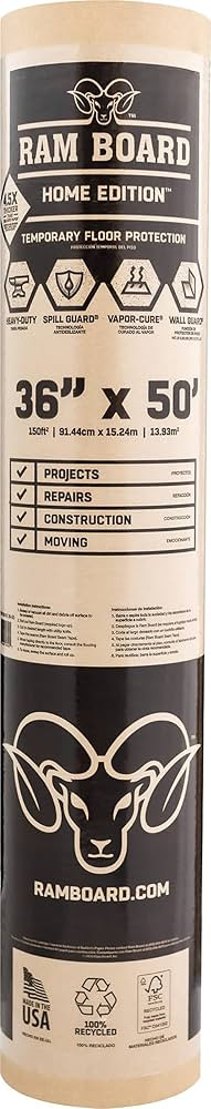 Ram Board Home Edition, Heavy Duty 36 inch x 50 feet Painting, Remodeling, Construction,Temporary... | Amazon (US)