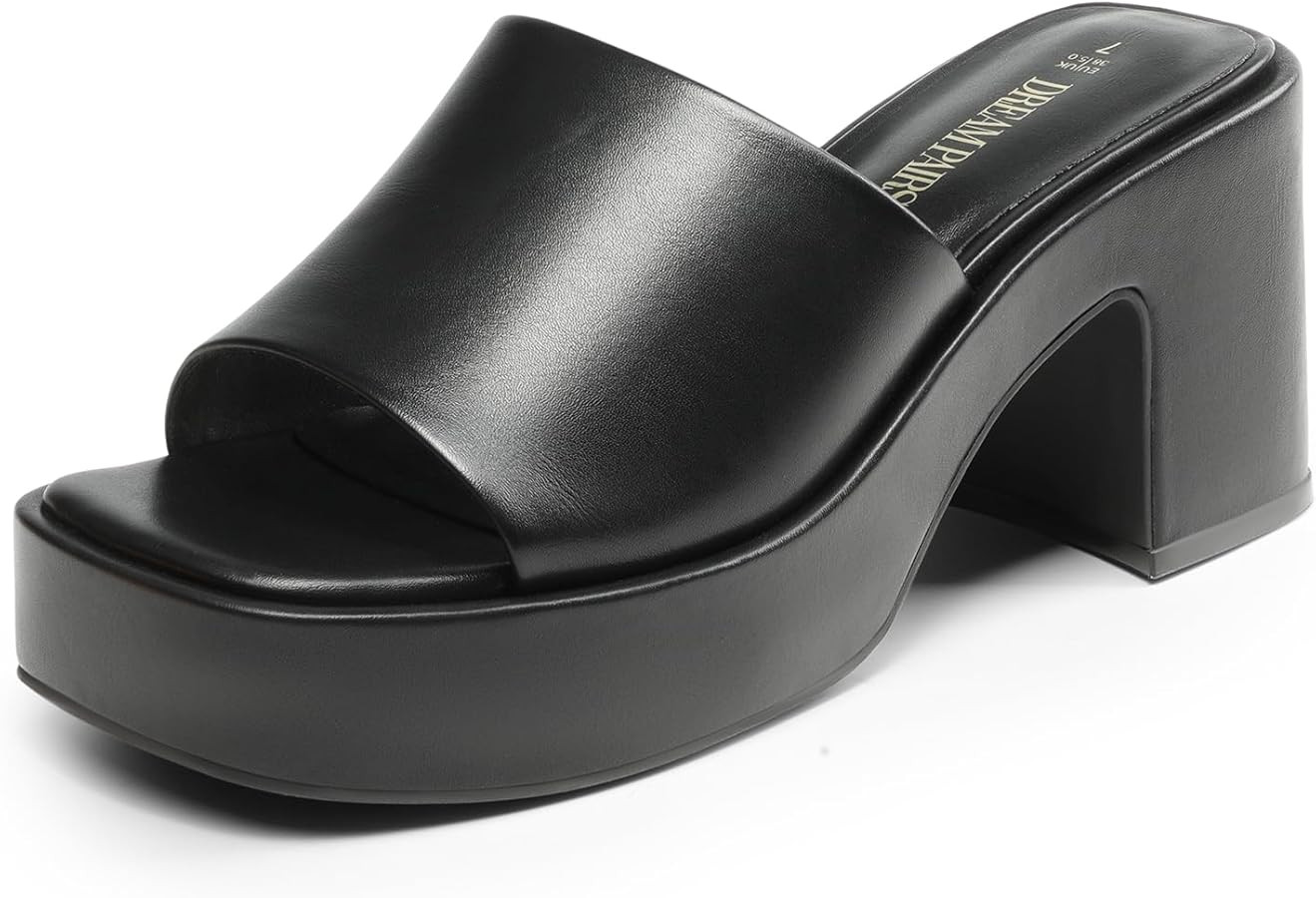 DREAM PAIRS High Chunky Platform Heels for Women Fashion Comfort Slip on Square Open Toe Block He... | Amazon (US)