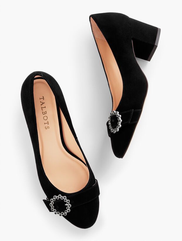 Isa Buckle Suede Pumps | Talbots