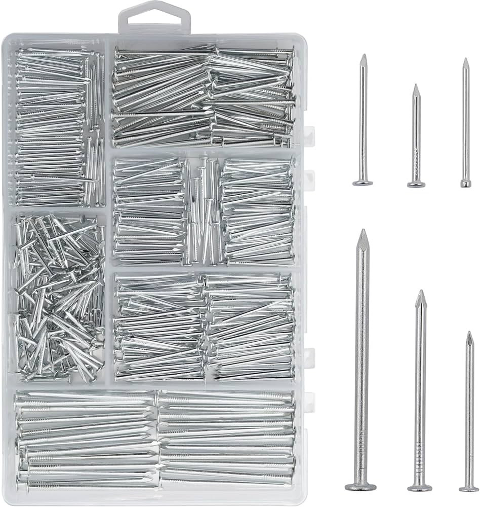 376pcs Premium Hardware Nails Assortment Kit, Maximum Length 2 Inches Galvanized Nails, Picture H... | Amazon (US)