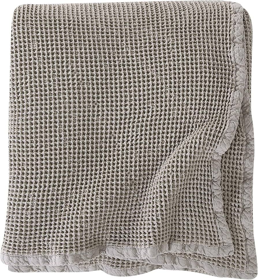 Brielle Home Darren 100% Cotton Waffle Weave Thermal Blanket, Taupe/Beige, Full/Queen | Amazon (US)