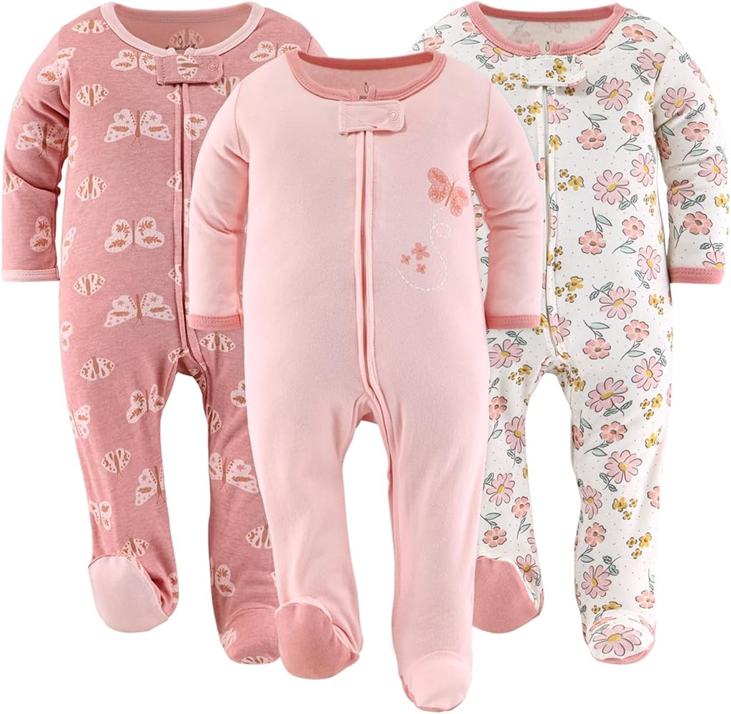 The Peanutshell Baby Girl Sleepers, Sleep and Play Footed Baby Pajamas for Girls, Baby Pjs, Newbo... | Amazon (US)