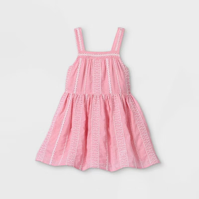 Toddler Girls' Eyelet Tank Dress - Cat & Jack™ Pink | Target