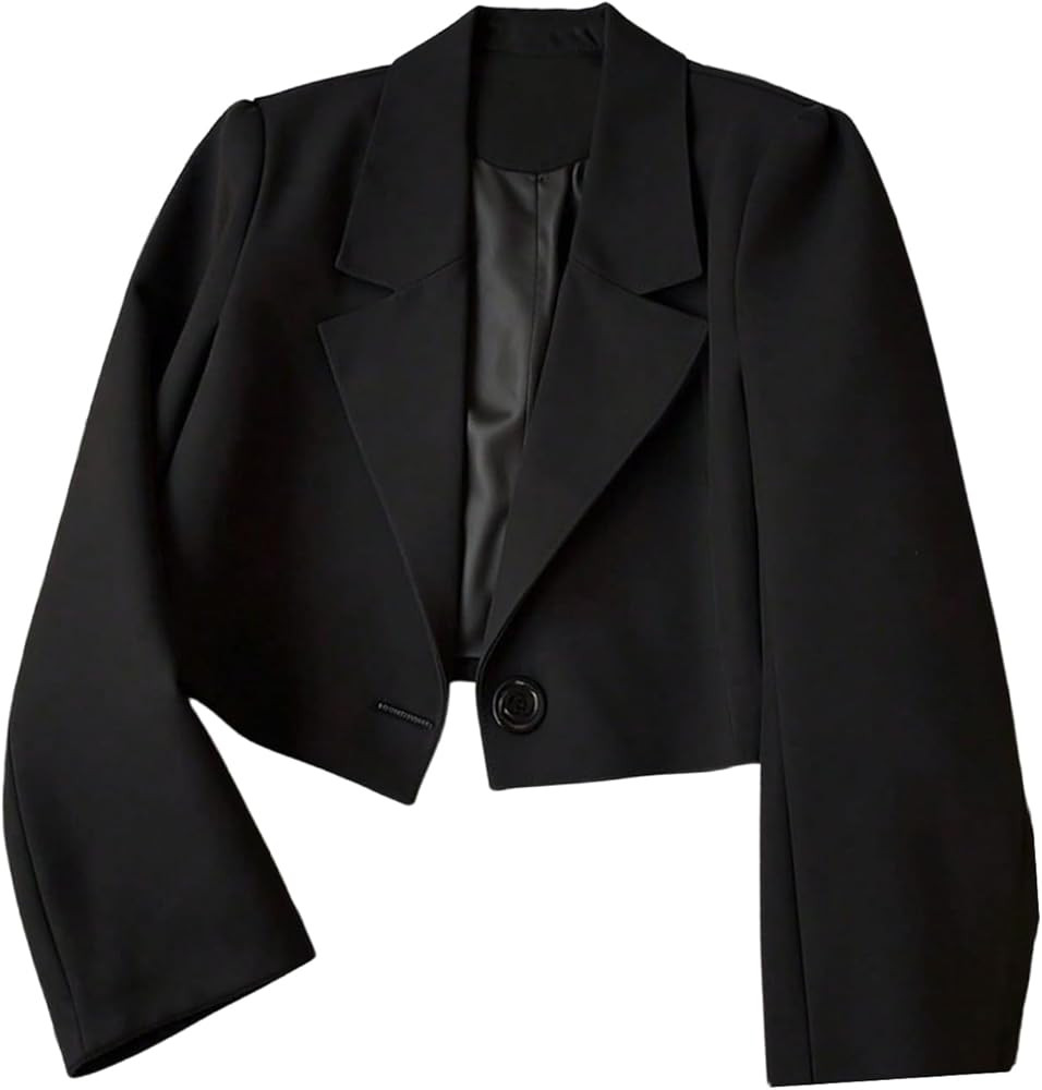 SweatyRocks Women's Casual Blazers Lapel Collar Long Sleeve Open Front Cropped Blazer Jackets | Amazon (US)