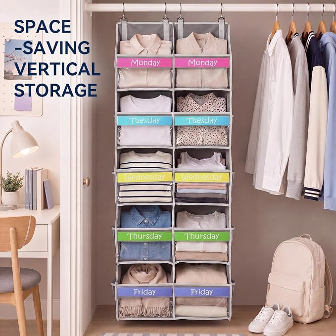 Weekly Clothes Organizer with Color Labels 5 Shelf Monday Through Friday Clothes Organizer Day of... | Amazon (US)
