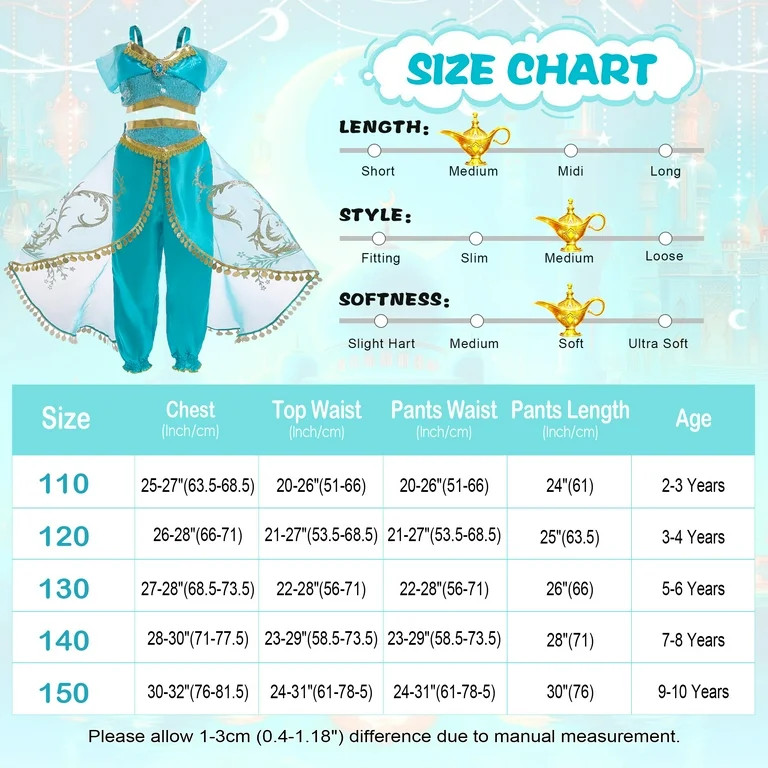 Jurebecia Princess Costume for Girls Sequined Halloween Dress up Blue with Accessories 120 cm 5-6... | Walmart (US)