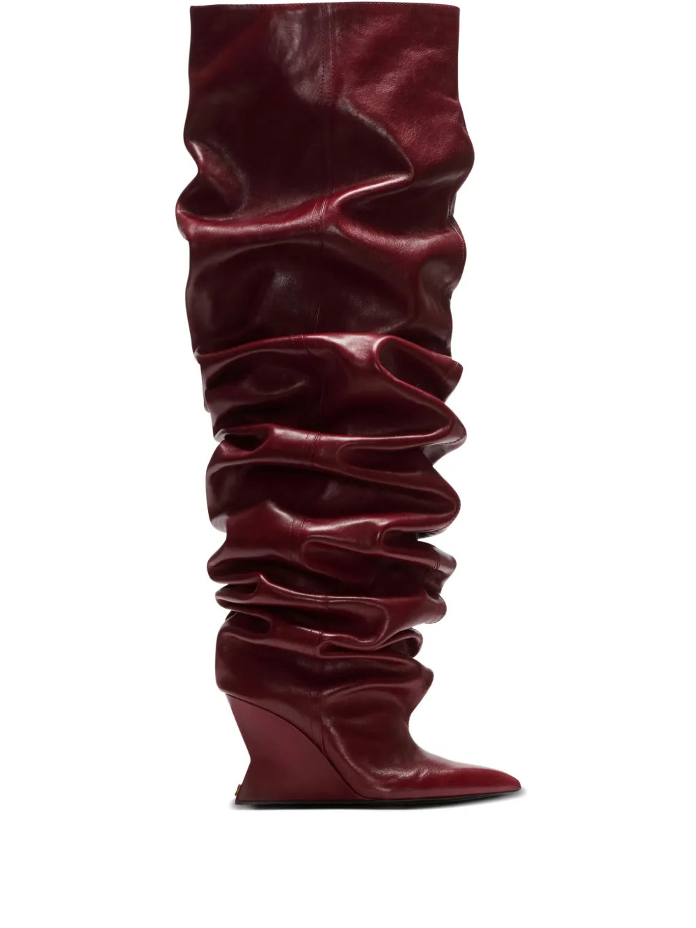 Balmain 95mm Calfskin Ruched Wedge over-the-knee Boots | Red | FARFETCH | Farfetch Global