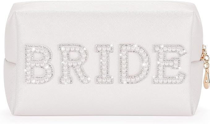 Etercycle Bride Letter Makeup Bag, Bride To Be Gifts Bling Pearl Rhinestone Patch Cosmetic Bag, W... | Amazon (US)