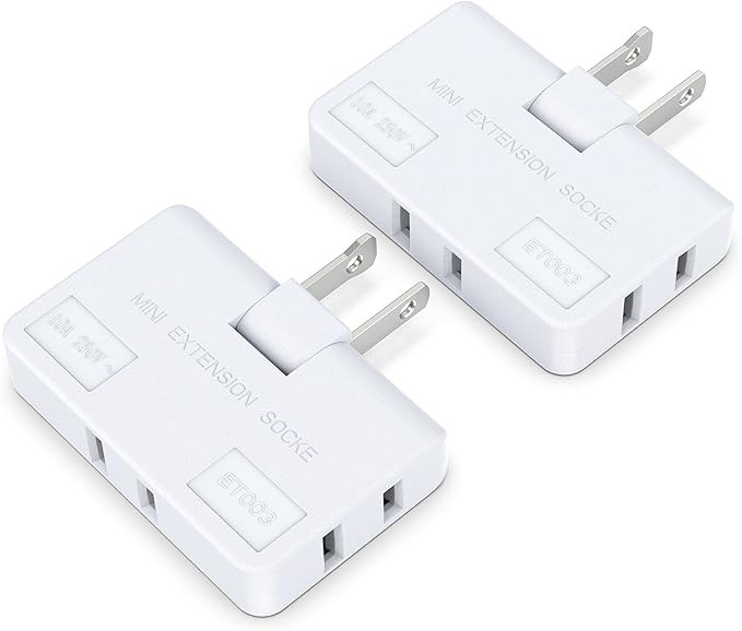 3 Way Flat Wall Outlet Extender AC Adapter - 2-Prong Swivel Mini Indoor Wall Tap Plug, Outlet Spl... | Amazon (US)