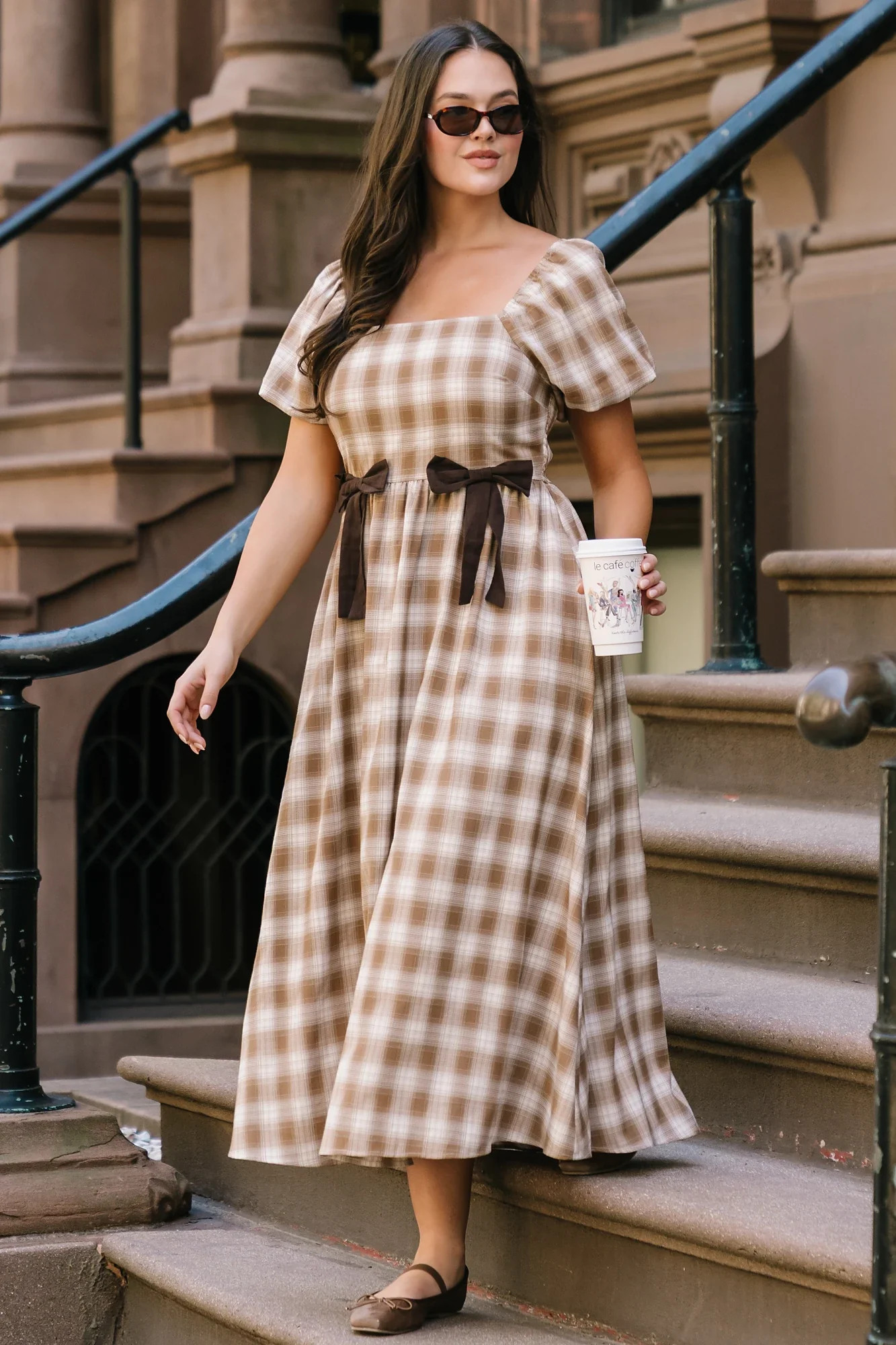 Sinclair Midi Dress | Brown Plaid | Baltic Born