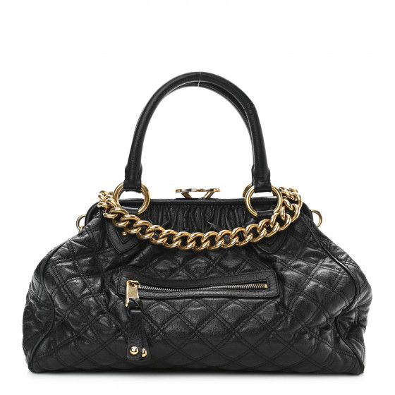 MARC JACOBS Calfskin Quilted Stam Black | FASHIONPHILE (US)