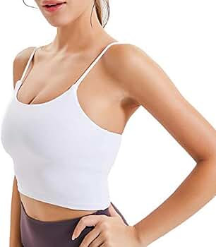 Womens Padded Longline Sports Bra Yoga Camisole Fitness Workout Running Crop top with Built in Br... | Amazon (US)