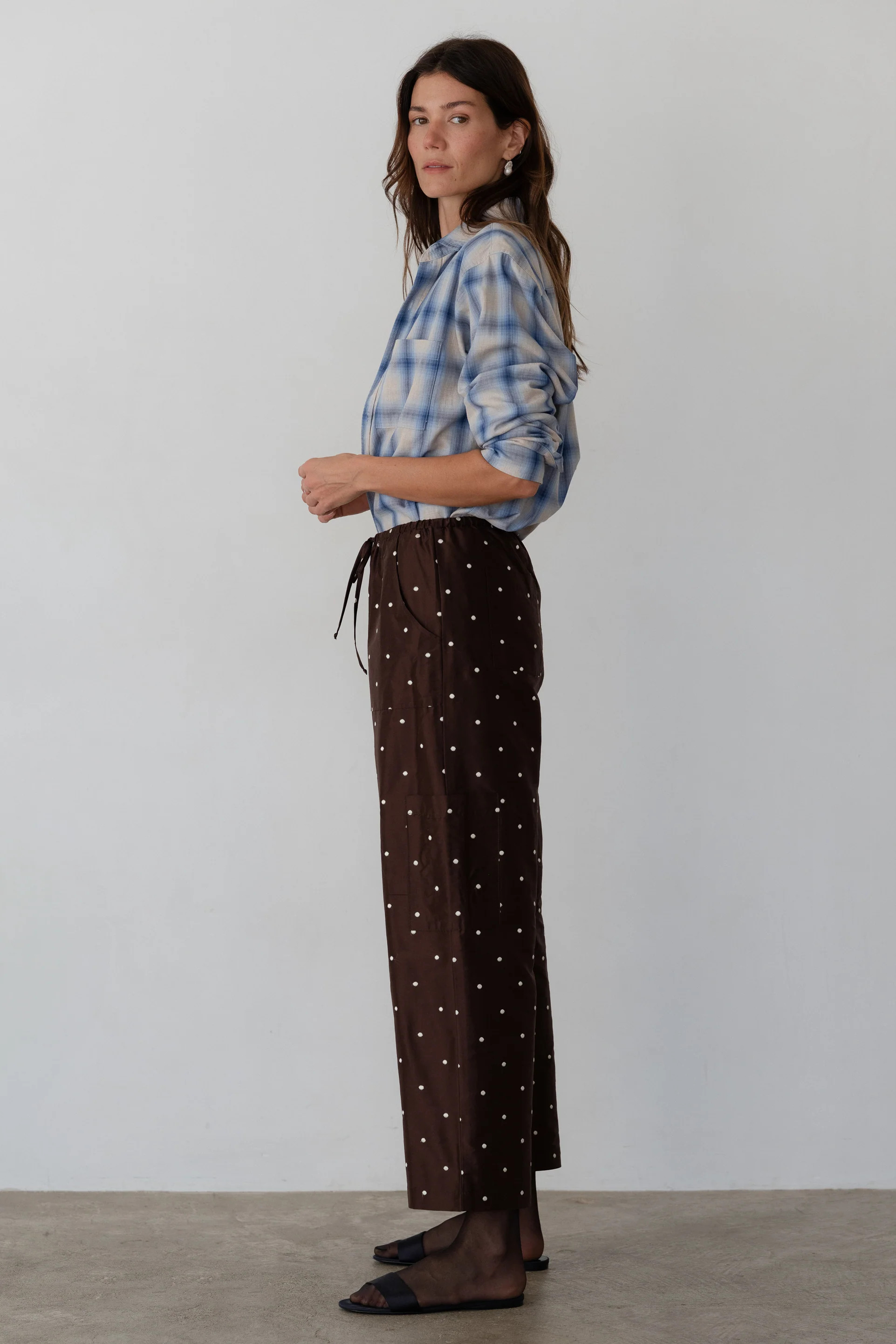 The Taffeta Polka Drawstring Cargo Pant | DONNI.