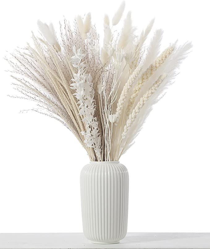 Natural Dried Pampas Grass - 85 Stems Dried Flowers Arrangements – Includes 17 Inch White Pompo... | Amazon (US)