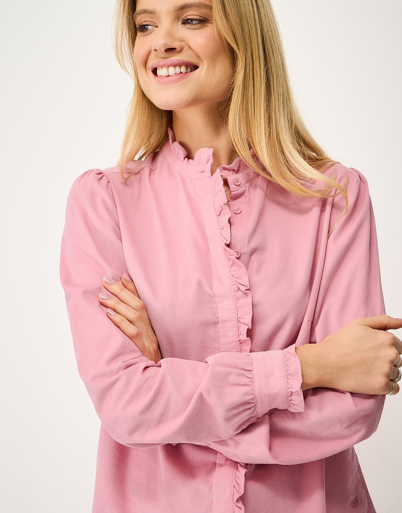 Women's Frill Neck Cord Blouse in Pink from Crew Clothing Company | Crew Clothing (UK)