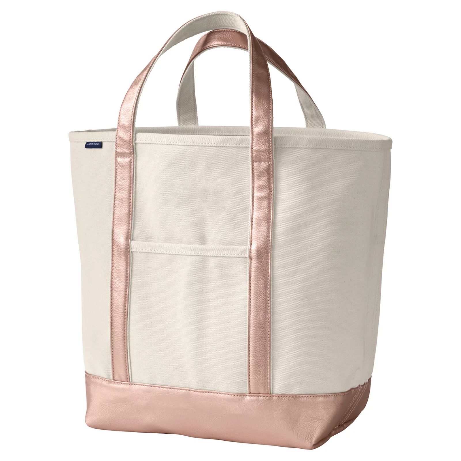 Lands' End Natural Rose Gold Open Top Canvas Tote Bag, Size: Large, White | Kohl's