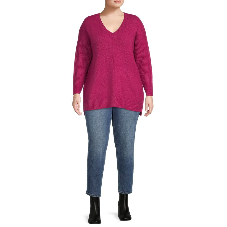 Terra & Sky Women’s Plus Size V-Neck Tunic Sweater | Walmart (US)