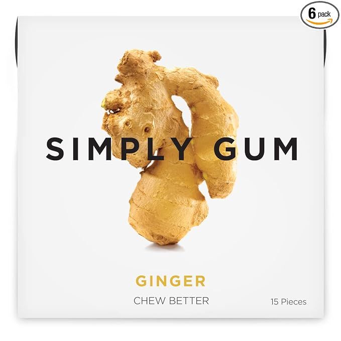 Simply Gum | Ginger | Pack of Six (90 Pieces Total) | Synthetic Free + Aspartame Free + non GMO | Amazon (US)