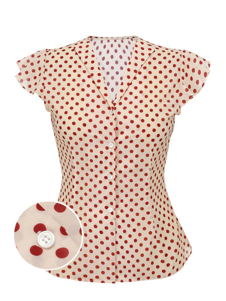 1950s Red Polka Dot Fly Sleeve Blouse | Retro Stage