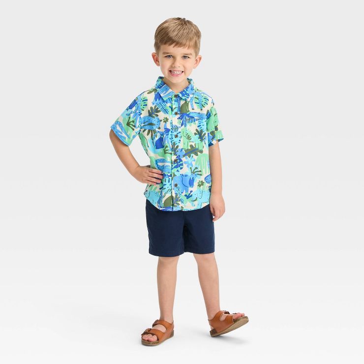 Toddler Boys' Short Sleeve Challis Shirt - Cat & Jack™ - Blue | Target