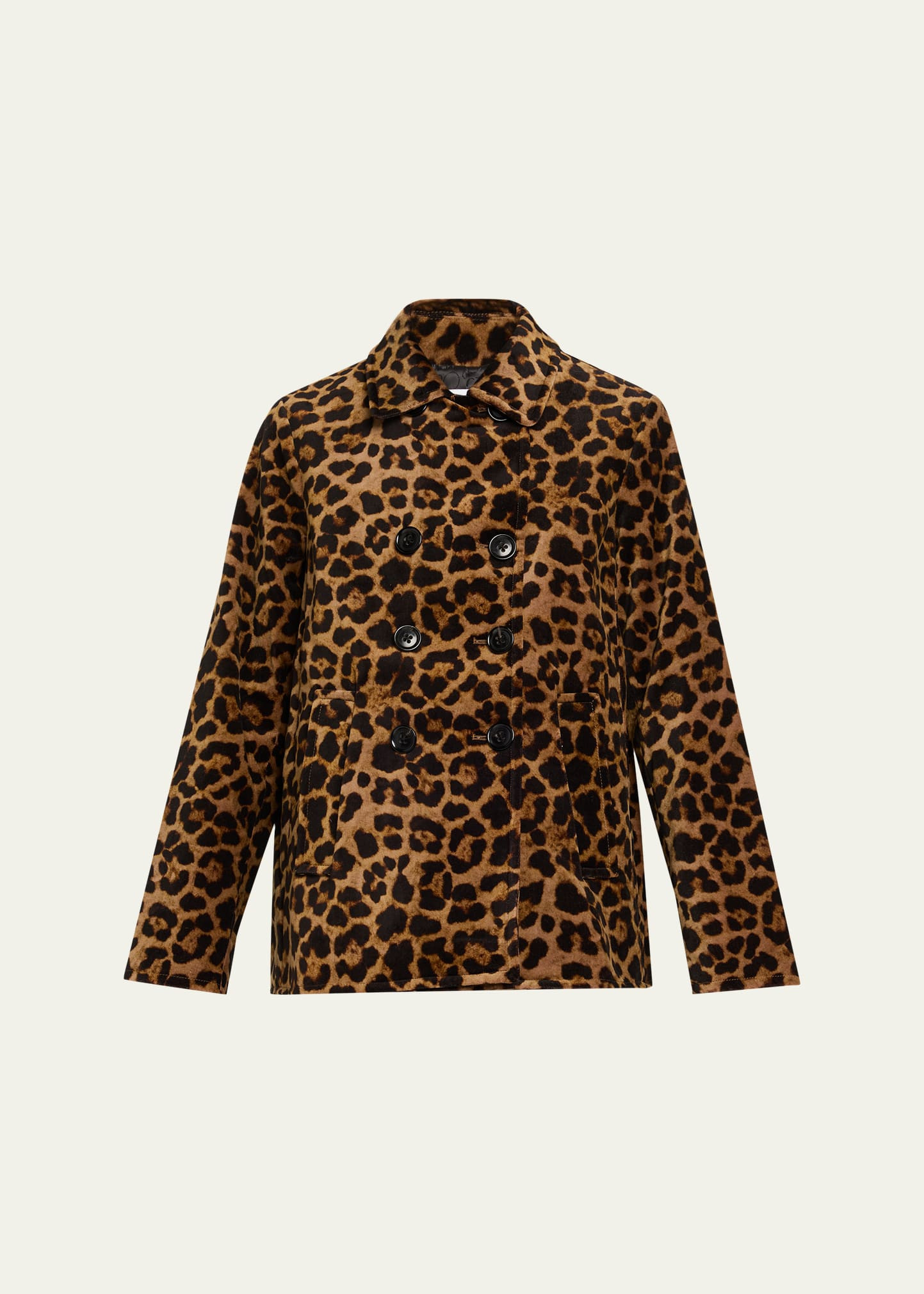 Jane Post Double Breasted Velvet Pea Coat | Bergdorf Goodman