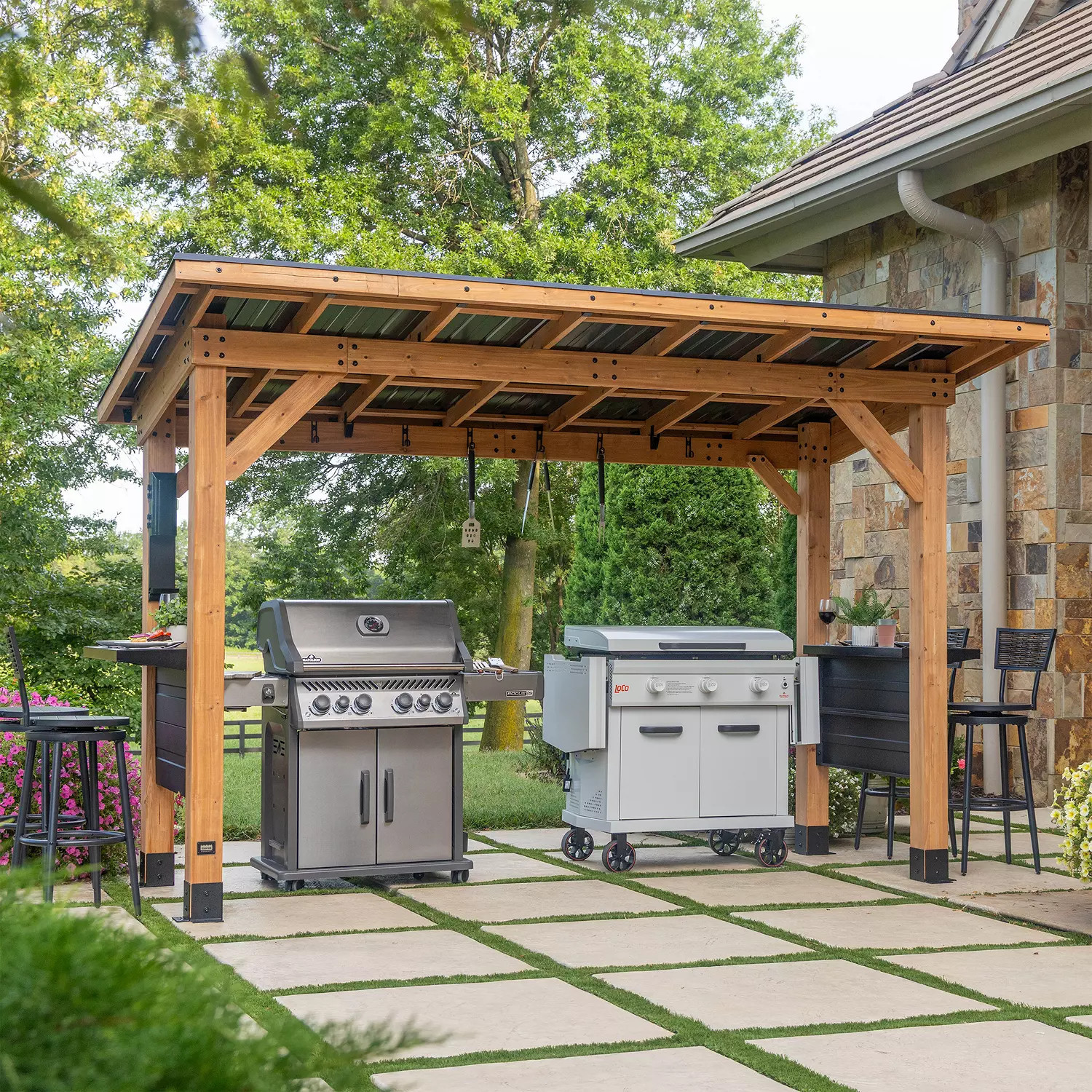 Backyard Discovery Briarton Grill Gazebo XL w/ Cantilever Roof:- Assembled | Sam's Club