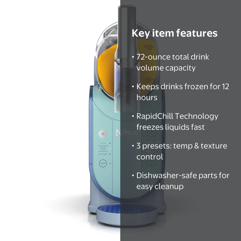 Ninja SLUSHi 72-Oz Frozen Drink Machine with RapidChill Technology, 3 Presets, Dishwasher Safe, S... | Walmart (US)