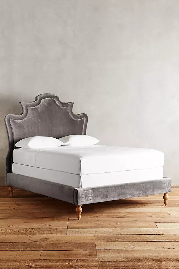 Slub Velvet Ainsworth Bed By Anthropologie in Blue Size KG TOP/BED | Anthropologie (US)