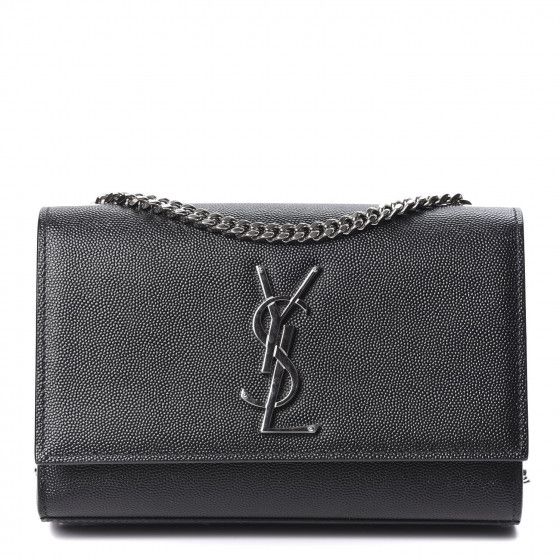 SAINT LAURENT Grain De Poudre Small Monogram Kate Satchel Black | Fashionphile