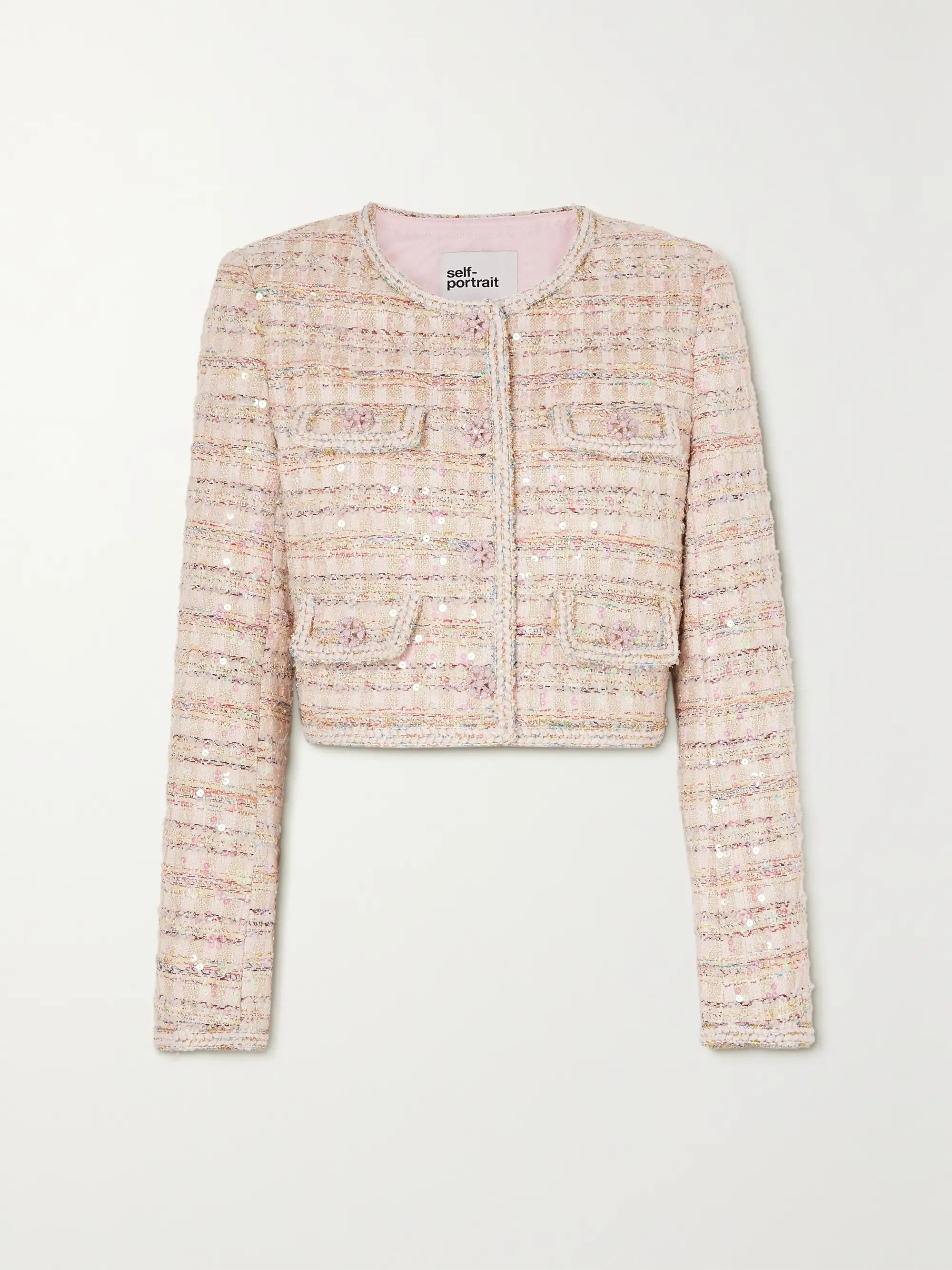 Cropped sequined bouclé jacket | NET-A-PORTER (US)