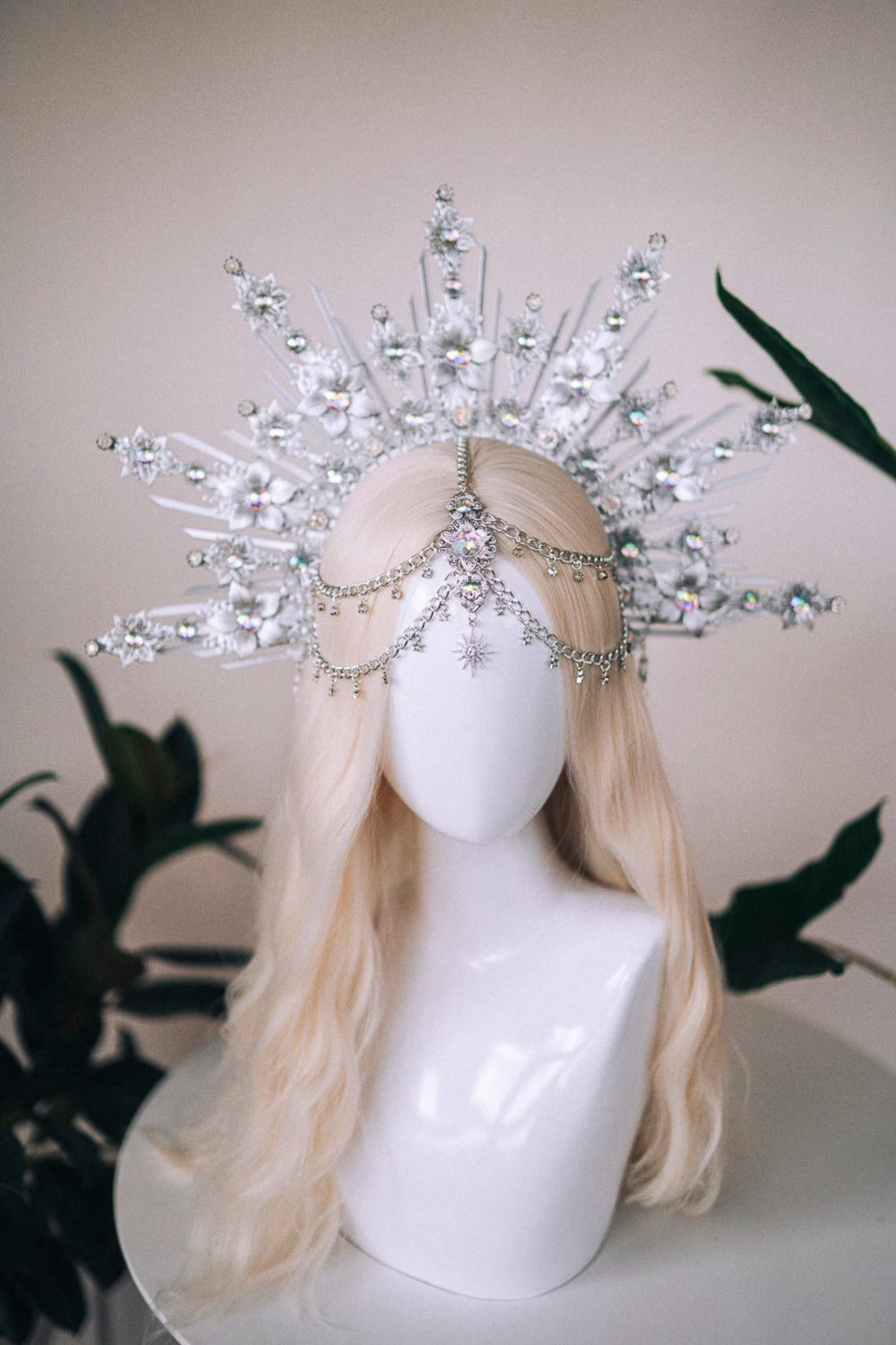 Silver Halo Crown Bridal Headpiece Flower Crown Silver - Etsy | Etsy (US)
