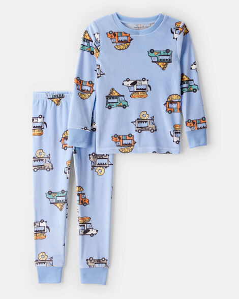 Toddler Boy Truck Print DreamPlush Long-Sleeve Snug Fit 2-Piece Pajamas - Blue | Carter's Inc