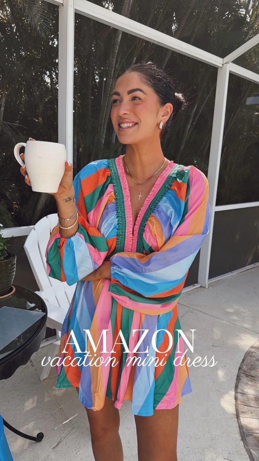 Vacation mini dress from Amazon!! I am wearing a small 

summer outfits, vacation outfits beach, new arrivals, finds under 50, Katy roach, livingmybeststyle 

 #LTKootd #LTKSeasonal #LTKPetite