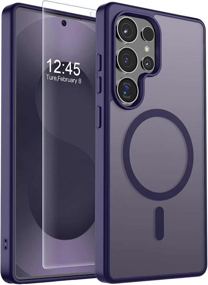 SUPFINE Magnetic for Samsung Galaxy S25 Ultra Case with Screen Protector, (Built-in Magnets) (Mil... | Amazon (US)
