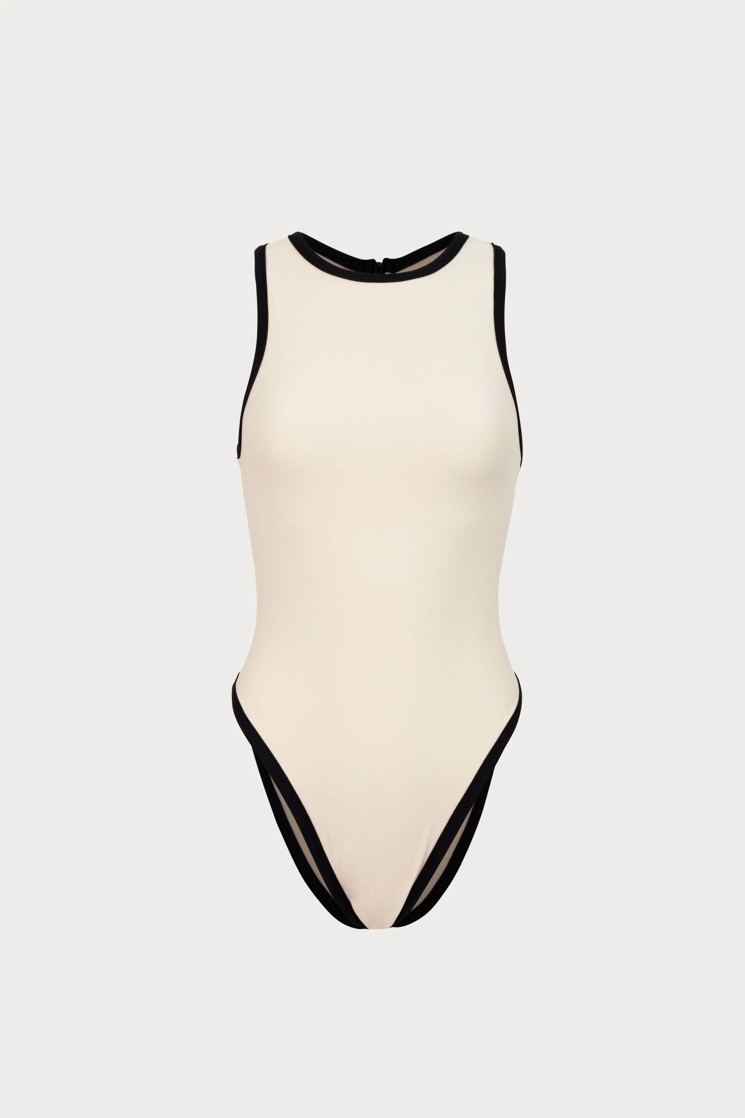 Tank One Piece (Faux Suede Cream/Black) | SAME