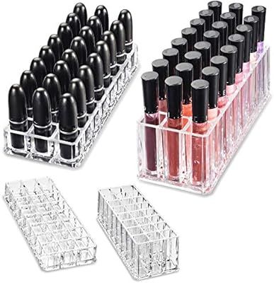 byAlegory Acrylic Lipstick & Acrylic Lip Gloss Organizer 48 Space Beauty Cosmetic Storage - Clear | Amazon (US)