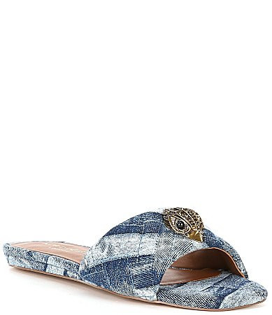 Kurt Geiger London Kensington Denim Patchwork Logo Ornament Slide Sandals - 41(10) | Dillard's