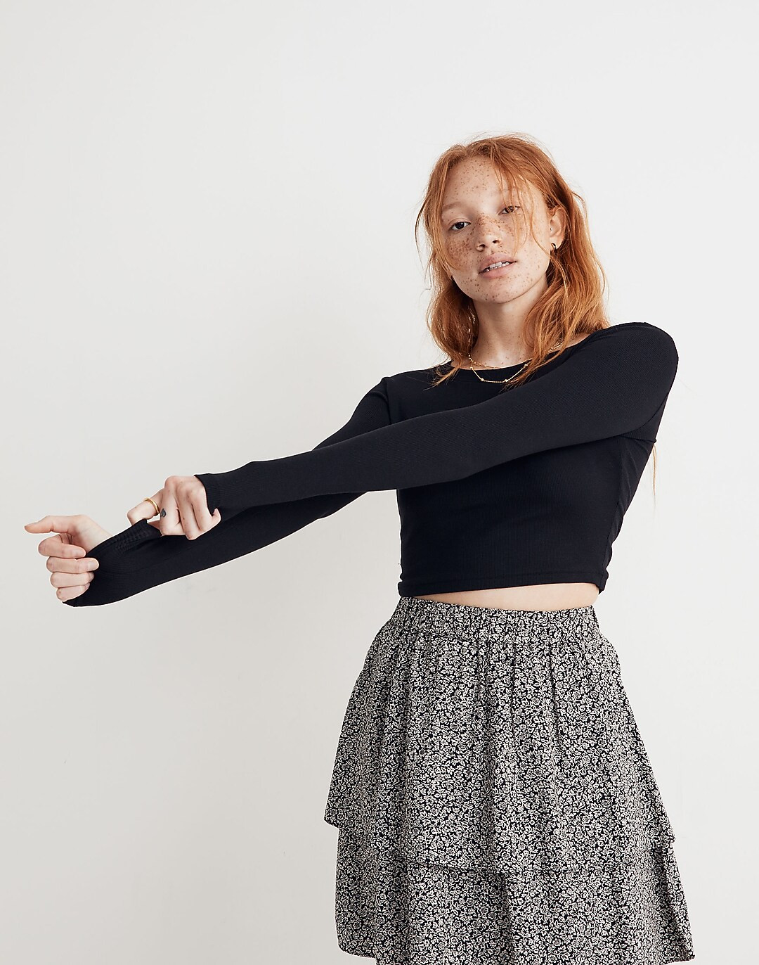 Fine Ribbed Supercrop Crewneck Long-Sleeve Tee | Madewell