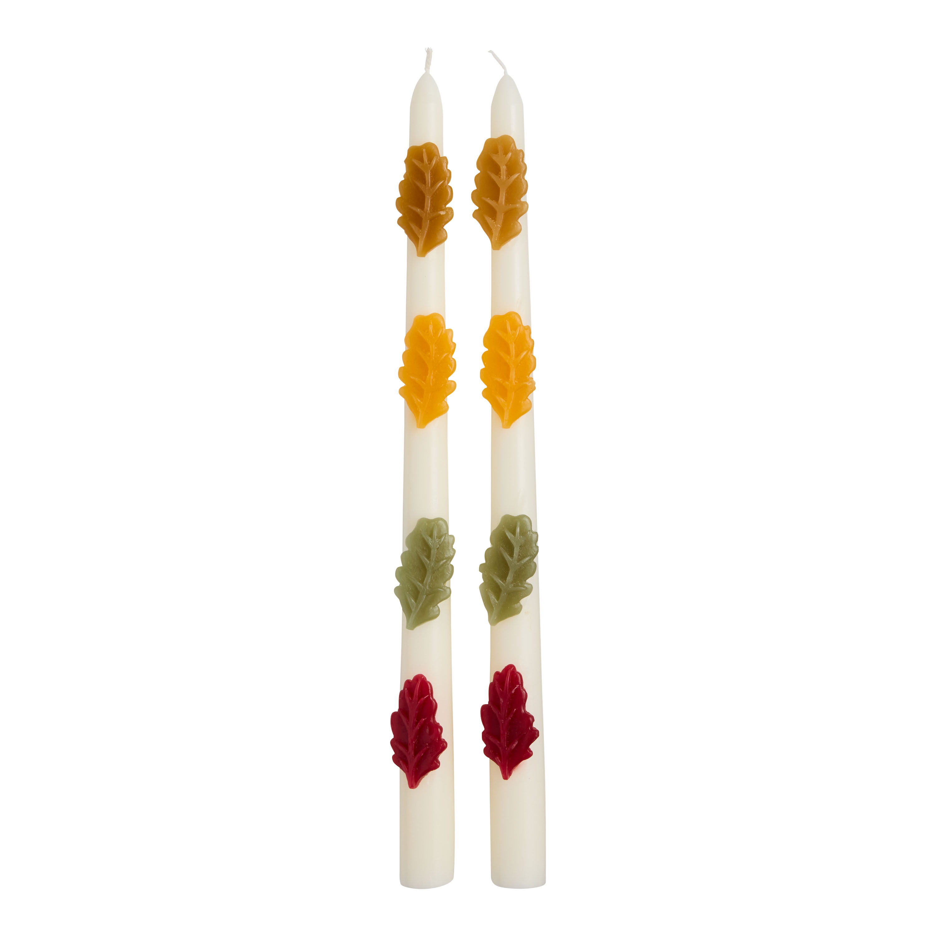 Falling Leaves Embossed Taper Candle 2 Pack | World Market