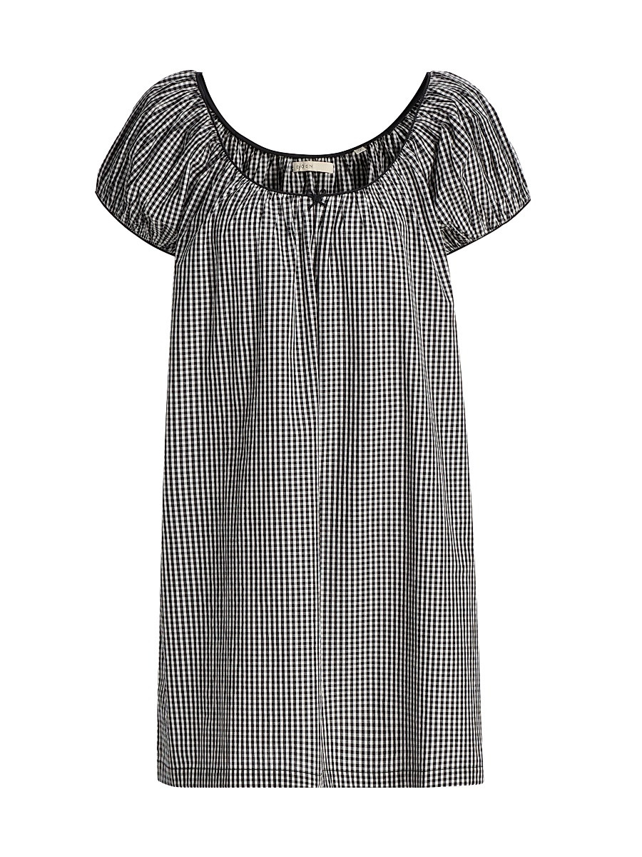 Women's Julia Cotton Minidress - Noir La Maddalena Gingham - Size Small | Saks Fifth Avenue
