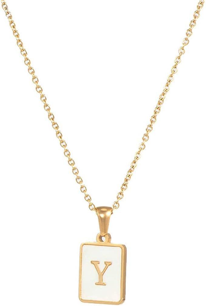 Personalized 18k Gold Filled Initial Necklace - Tiny A-Z Square Necklace, Perfect Holiday Gift fo... | Amazon (US)