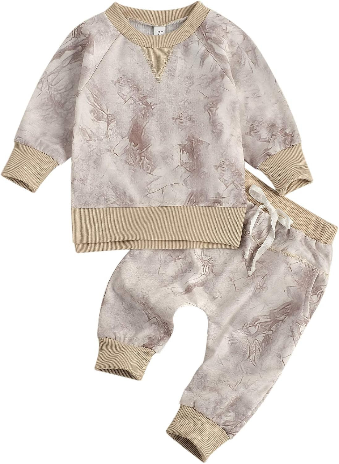 Newborn Baby Boys Outfits Long Sleeve Top Pullover Sweatshirt Long Pants Pajamas 2Pcs Tie Dye Clothe | Amazon (US)