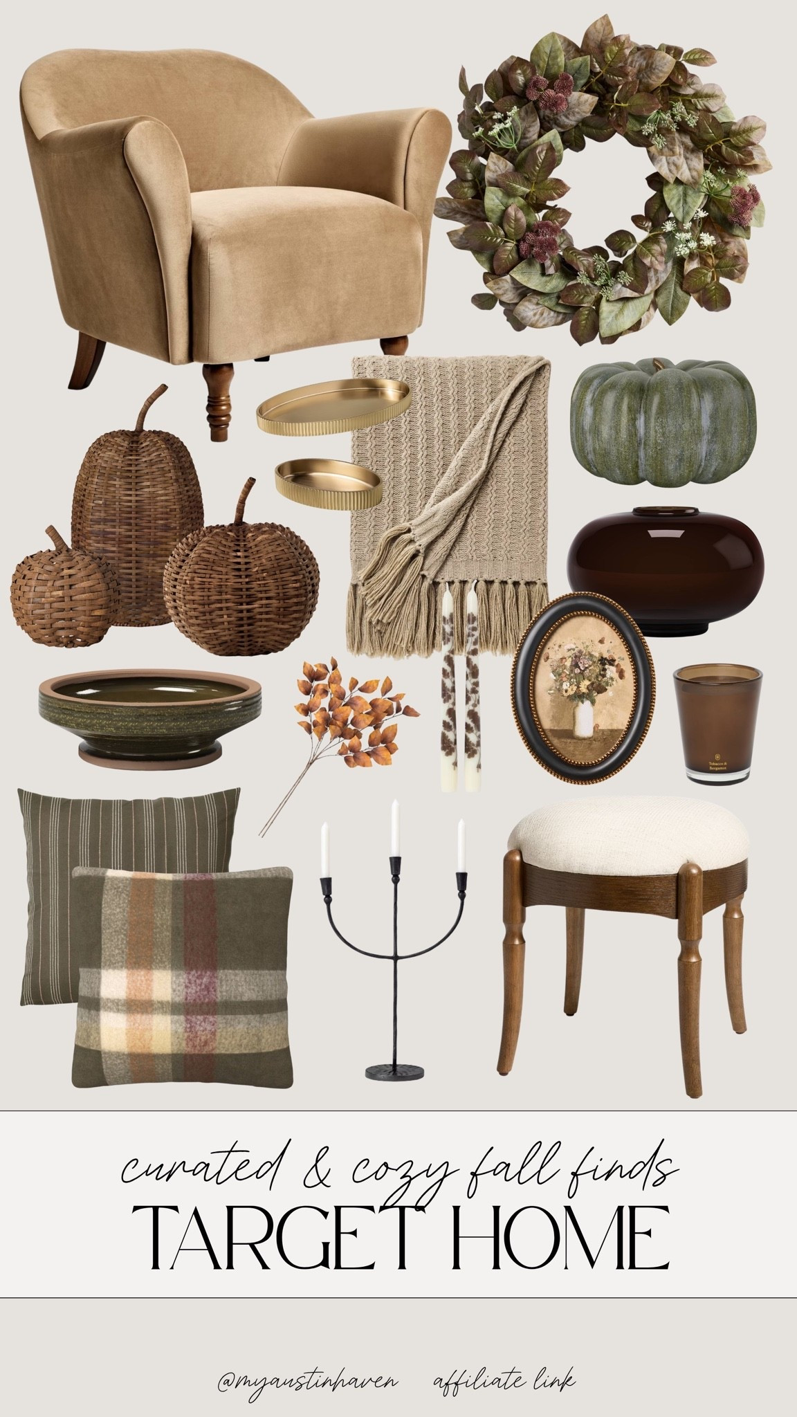 Curated fall home finds from @Target that instantly make a space feel warmer and cozier. 🍂 


Rich browns, olive greens, woven textures and vintage-inspired accents are perfect for adding that collected fall look without completely redecorating.

Target fall home decor, Threshold, Hearth and Hand, Studio McGee, home finds, cozy fall decor, fall living room decor, neutral fall decor, woven pumpkins, fall wreath, accent chair, cozy throw blanket, plaid pillow, olive green decor, vintage inspired decor, fall home refresh, warm neutral home

#targethome #falldecor #targetfinds #cozyhome #fallhome #homedecor #neutraldecor #livingroomdecor #seasonaldecor #target